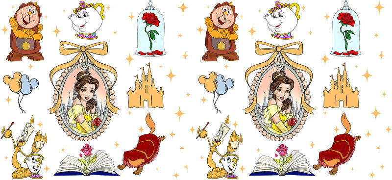 Disney Belle Castle UV DTF Cup Wrap Design for 16oz Libbey Glass KA-7326