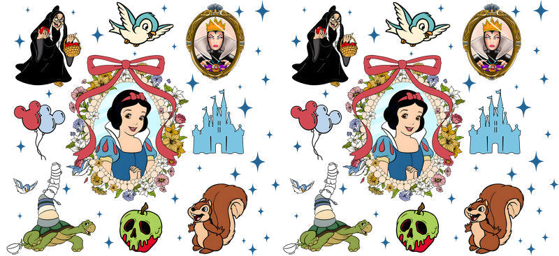 Disney Snow White Castle UV DTF Cup Wrap Design for 16oz Libbey Glass KA-7332