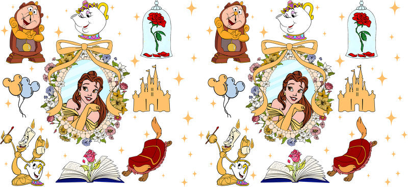 Disney Belle Castle UV DTF Cup Decal Design for 16oz Libbey Glass KA-7334