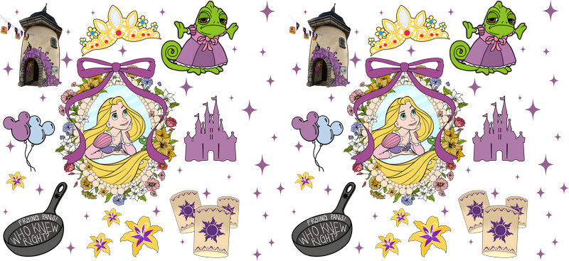 Disney Rapunzel Castle UV DTF Tumbler Wrap Design for 16oz Libbey Glass KA-7336