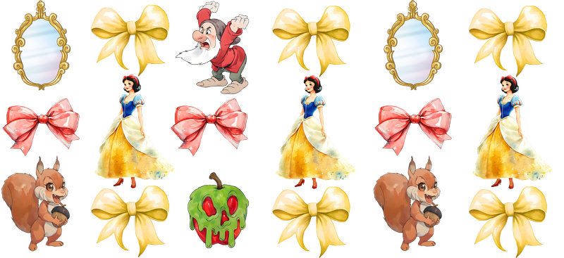 Disney Belle Bow UV DTF Cup Wrap Design for 16oz Libbey Glass KA-7341