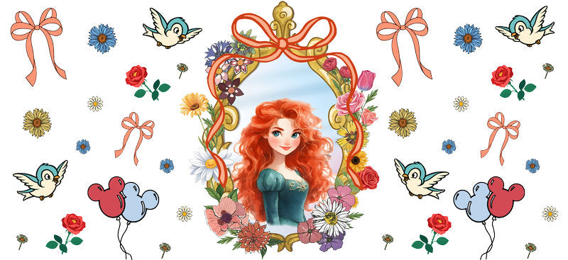 Disney Merida Rose UV DTF Tumbler Wrap Design for 16oz Libbey Glass KA-7351