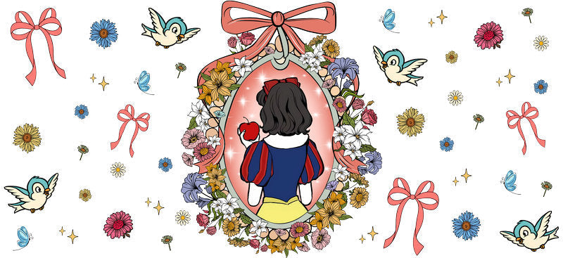 Disney Snow White Rose UV DTF Tumbler Wrap Design for 16oz Libbey Glass KA-7354