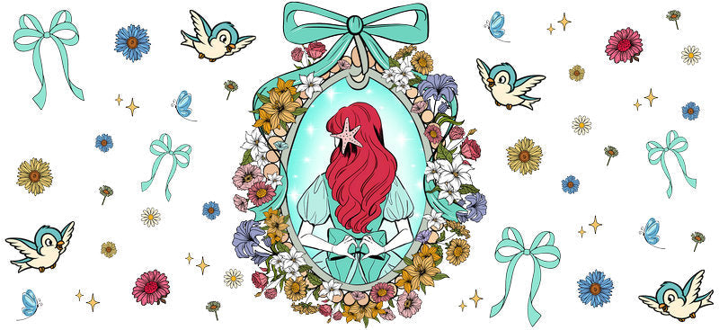 Disney Ariel Rose UV DTF Cup Decal Design for 16oz Libbey Glass KA-7358