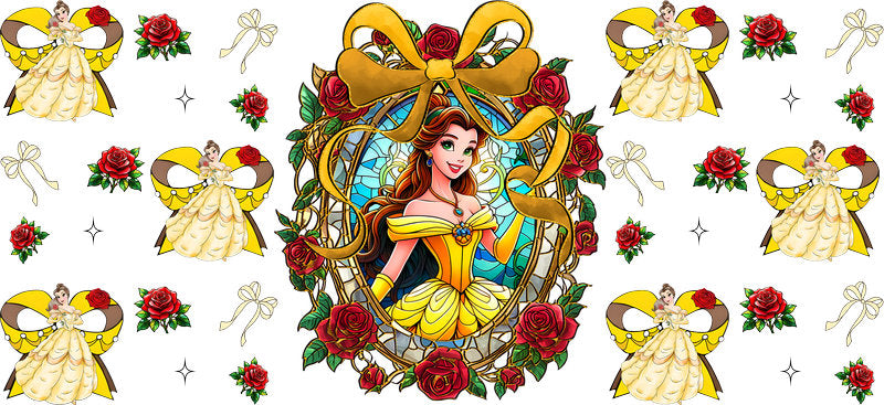 Disney Belle Vintage UV DTF Tumbler Wrap Design for 16oz Libbey Glass KA-7366