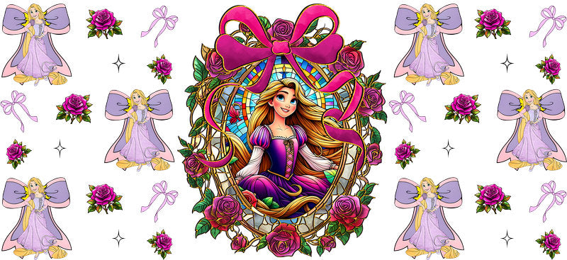 Disney Rapunzel Vintage UV DTF Cup Wrap Design for 16oz Libbey Glass KA-7368