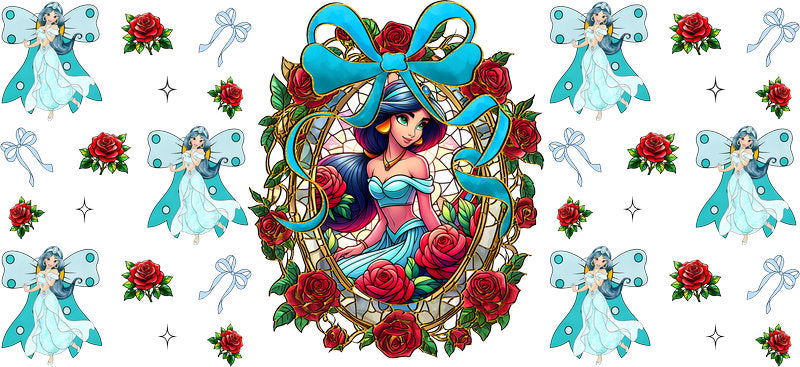 Disney Jasmine Vintage UV DTF Cup Wrap Design for 16oz Libbey Glass KA-7371