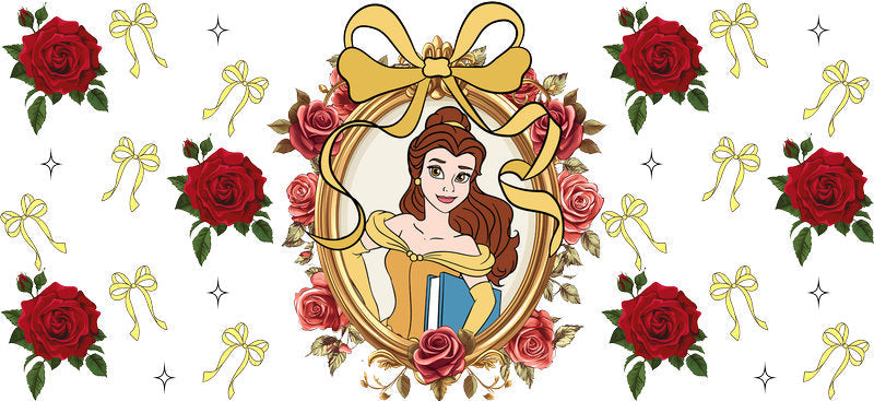 Disney Belle Rose UV DTF Cup Decal Design for 16oz Libbey Glass KA-7373