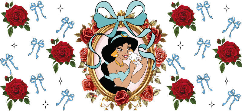 Disney Jasmine Rose UV DTF Cup Decal Design for 16oz Libbey Glass KA-7376