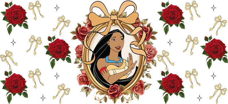 Disney Jasmine Rose UV DTF Cup Decal Design for 16oz Libbey Glass KA-7379
