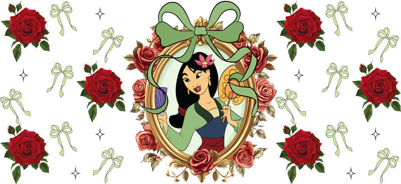 Disney Jasmine Rose UV DTF Cup Decal Design for 16oz Libbey Glass KA-7385