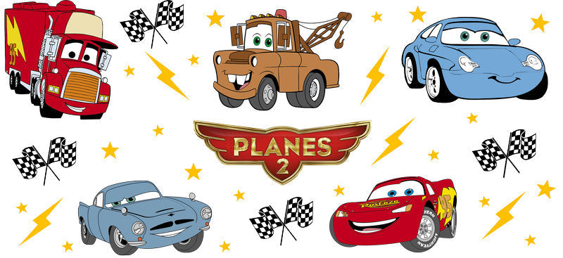 Disney Cars Planes UV DTF Cup Wrap Design for 16oz Libbey Glass KA-7453
