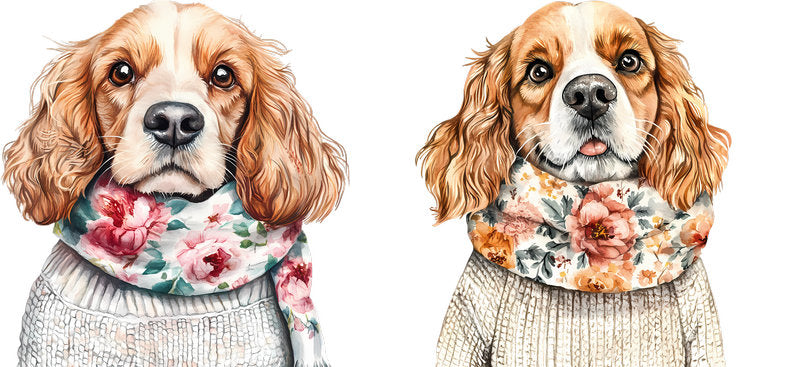Floral Cavalier King Charles Spaniel Dog with Flower Bouquet UV DTF Cup Wrap for 16oz Libbey Glass KA-7592