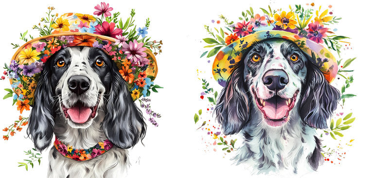 Floral Dalmatian Dog Wildflower Meadow Design UV DTF Cup Wrap for 16oz Libbey Glass KA-7626
