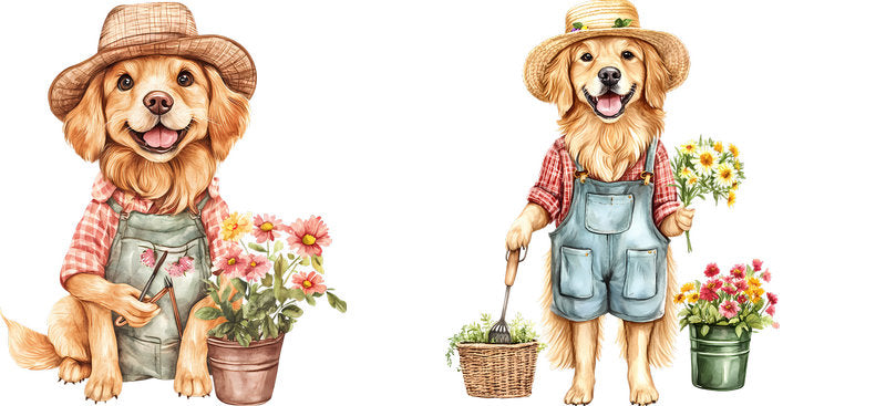 Floral Golden Retriever Dog Wearing Wildflower Crown UV DTF Cup Wrap for 16oz Libbey Glass KA-7633