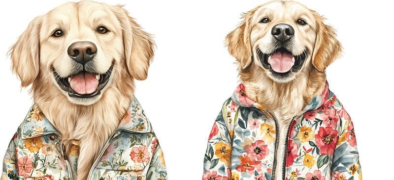 Floral Golden Retriever Dog Bouquet Art UV DTF Cup Wrap for 16oz Libbey Glass KA-7641