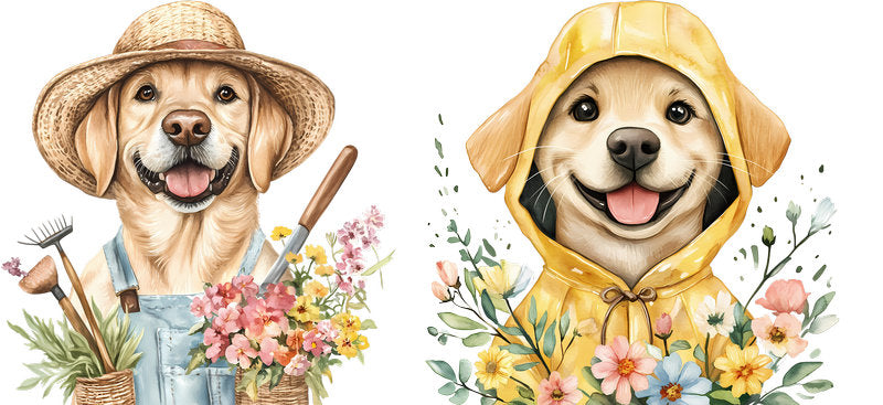 Floral Golden Retriever Dog Wild Daisy Artwork UV DTF Cup Wrap for 16oz Libbey Glass KA-7645