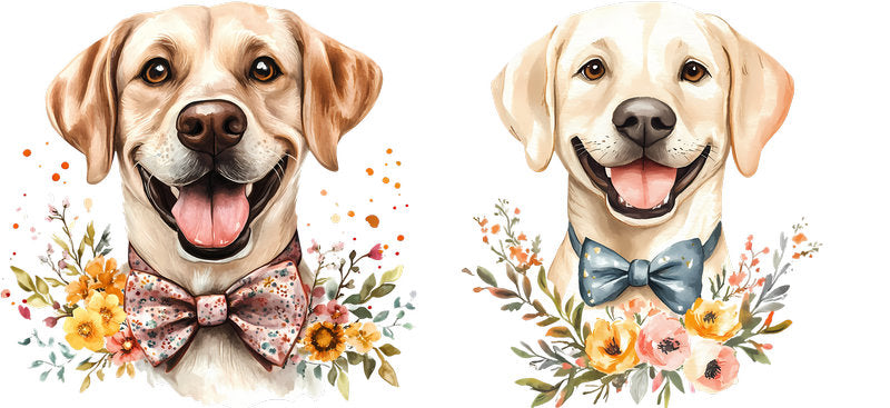 Floral Labrador Dog Wearing Floral Crown UV DTF Cup Wrap for 16oz Libbey Glass KA-7650
