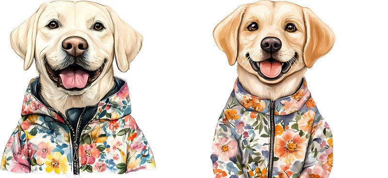 Floral Labrador Dog Spring Floral Outfit Artwork UV DTF Cup Wrap for 16oz Libbey Glass KA-7654