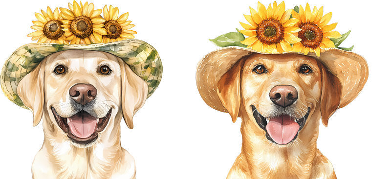 Floral Labrador Dog Wearing Sunflower Crown UV DTF Cup Wrap for 16oz Libbey Glass KA-7657
