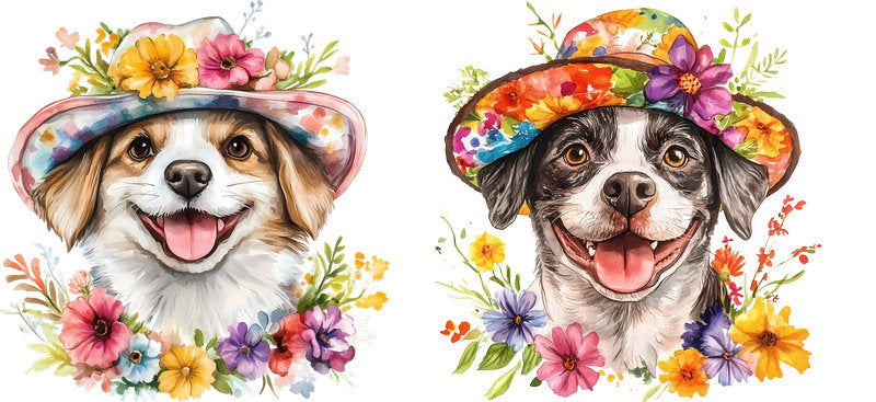 Floral Pomeranian Dog Wearing Floral Crown UV DTF Cup Wrap for 16oz Libbey Glass KA-7682