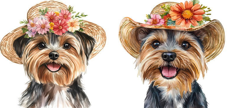 Floral Pomeranian Dog Wearing Flower Crown UV DTF Cup Wrap for 16oz Libbey Glass KA-7700