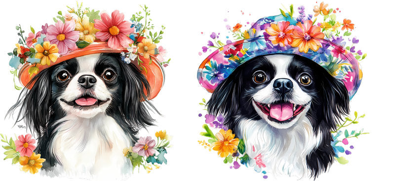 Floral Australian Shepherd Dog Wearing Floral Crown UV DTF Cup Wrap for 16oz Libbey Glass KA-7710