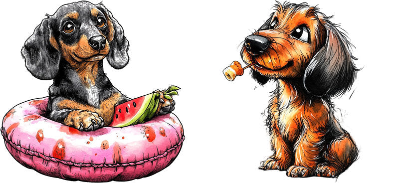 Dachshund Dog Watermelon Pool Float UV DTF Cup Wrap for 16oz Libbey Glass KA-7773