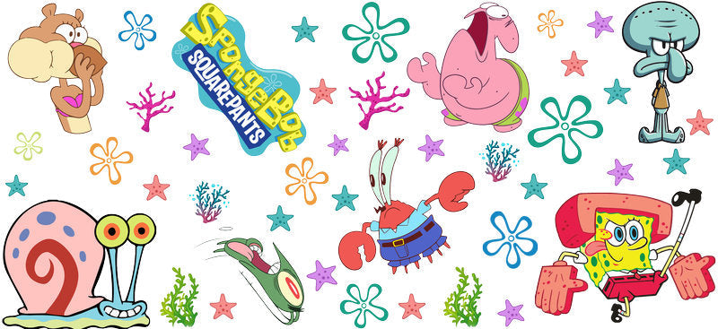 SpongeBob Sandy Science cartoon UV DTF 16oz Libbey Glass Cup Wrap KA-7827