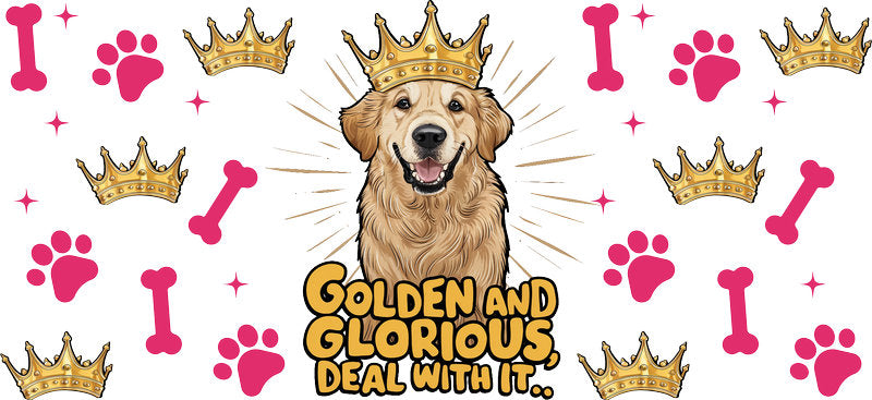Goldendoodle dog Golden and Glorious UV DTF cup wrap, doodle dog lover drinkware transfer KA-7888