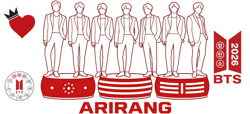 BTS Arirang love UV DTF cup wrap for 16oz Libbey glass, fan-inspired drinkware transfer KA-7946