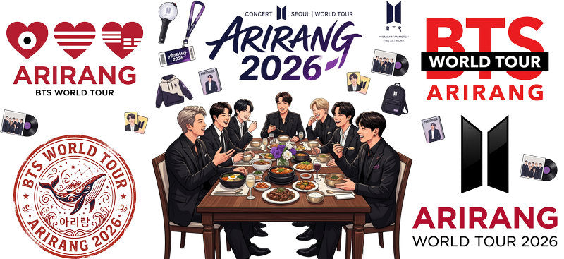 BTS Arirang ticket UV DTF cup wrap for 16oz Libbey glass, K-pop fan drinkware transfer KA-7980