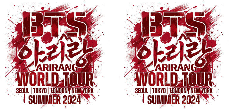 BTS World Tour 2026 red UV DTF cup wrap for 16oz Libbey glass, K-pop concert transfer KA-7992