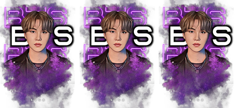 BTS purple S UV DTF cup wrap for 16oz Libbey glass, K-pop fan drinkware transfer KA-7999
