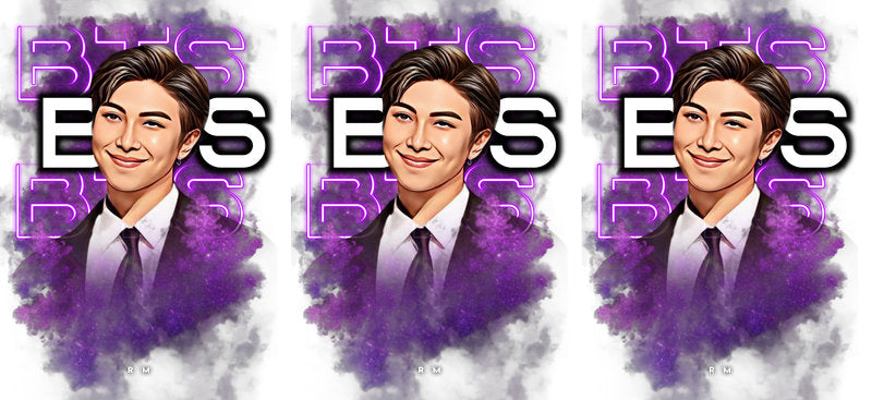 BTS purple E portrait UV DTF cup wrap for 16oz Libbey glass, K-pop fan drinkware transfer KA-8003
