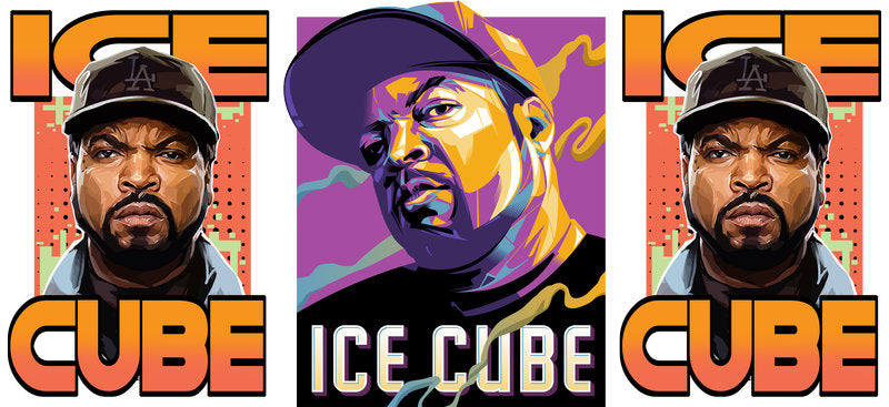 Ice Cube pop art UV DTF cup wrap for 16oz Libbey glass, hip hop rap fan transfer KA-8027