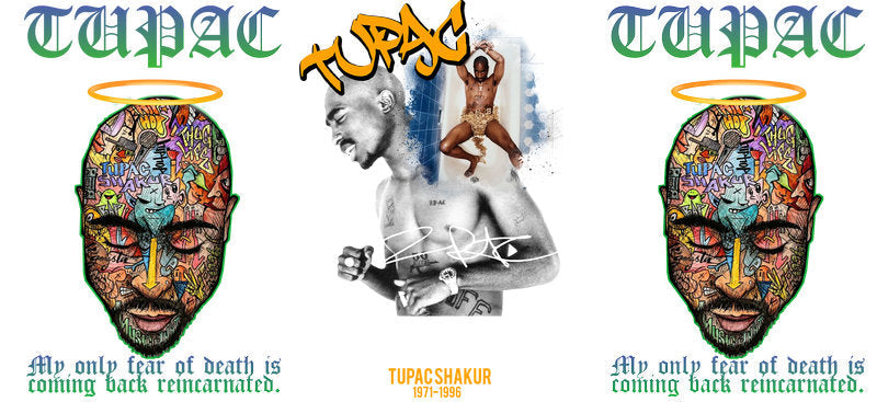 Tupac sculpture UV DTF cup wrap for 16oz Libbey glass, 2Pac hip hop music fan transfer KA-8061