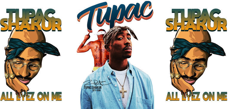 Tupac Shakur All Eyez UV DTF cup wrap for 16oz Libbey glass, 2Pac music fan transfer KA-8083