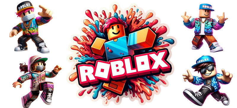 Roblox red logo UV DTF cup wrap for 16oz Libbey glass, game fan drinkware transfer KA-8097