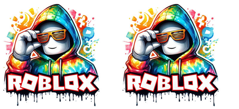 Roblox neon glasses UV DTF cup wrap for 16oz Libbey glass, cool game avatar transfer KA-8137