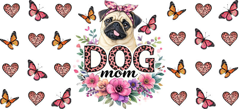 Butterfly Dog Mom UV DTF Cup Wrap for 16oz Libbey Glass KA-8171