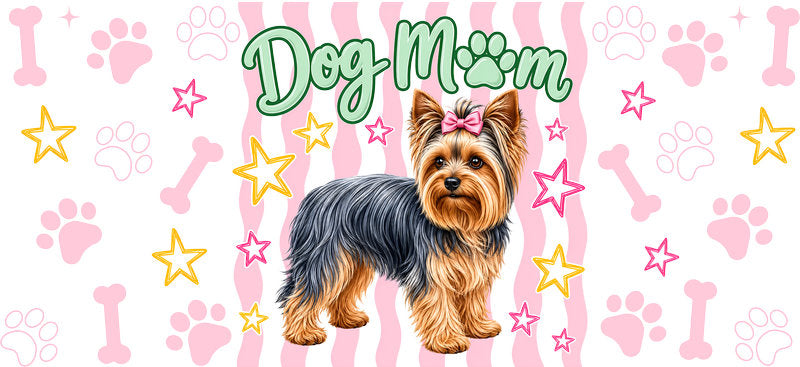 Yorkie Dog Mom UV DTF Cup Wrap for 16oz Libbey Glass KA-8185