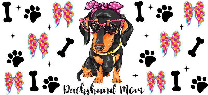 Dachshund Dog Mom UV DTF Cup Wrap for 16oz Libbey Glass KA-8188