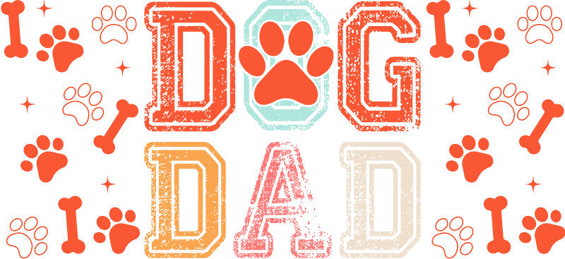 Retro Dog Dad UV DTF Cup Wrap for 16oz Libbey Glass KA-8291