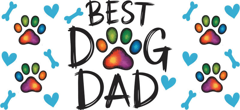 Best Dog Dad Paw Print UV DTF Cup Wrap for 16oz Libbey Glass KA-8297