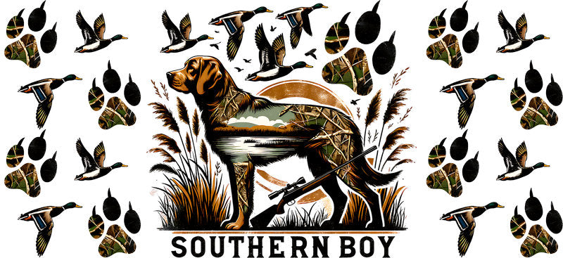 Southern Boy Dog Lover UV DTF Cup Wrap for 16oz Libbey Glass KA-8300