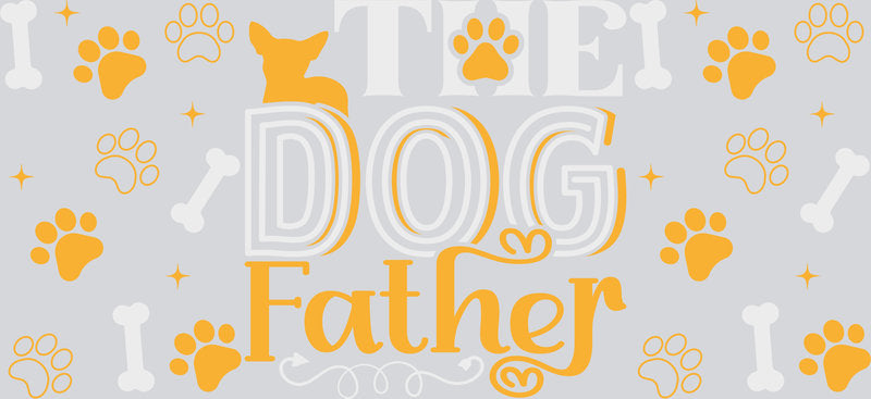 Dog Father Gold Paw UV DTF Cup Wrap for 16oz Libbey Glass KA-8305