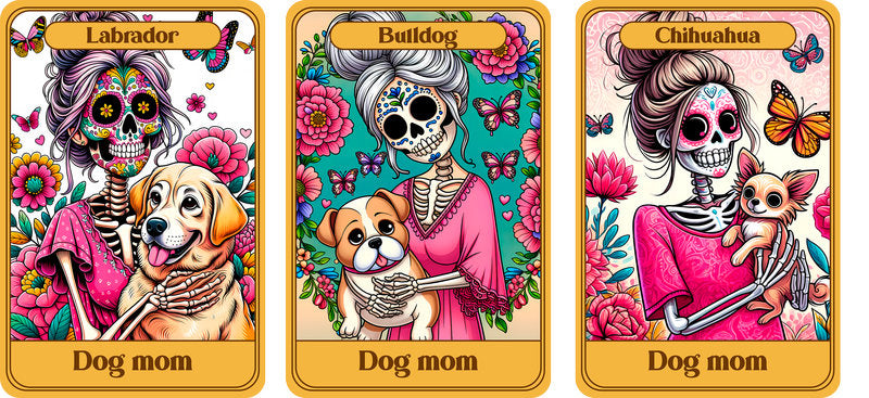 Floral Sugar Skull Dog Mom Tarot Card UV DTF Cup Wrap for 16oz Libbey Glass KA-8309