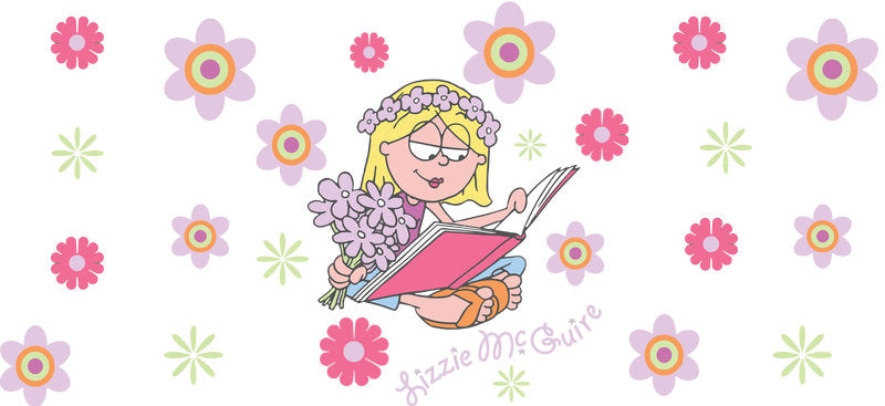 Disney Lizzie McGuire flower cartoon UV DTF transfer for 16oz Libbey Glass cup wrap KA-8325