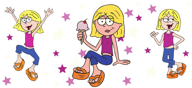 Lizzie McGuire character poses Disney cartoon cup decal for 16oz glass can KA-8339
